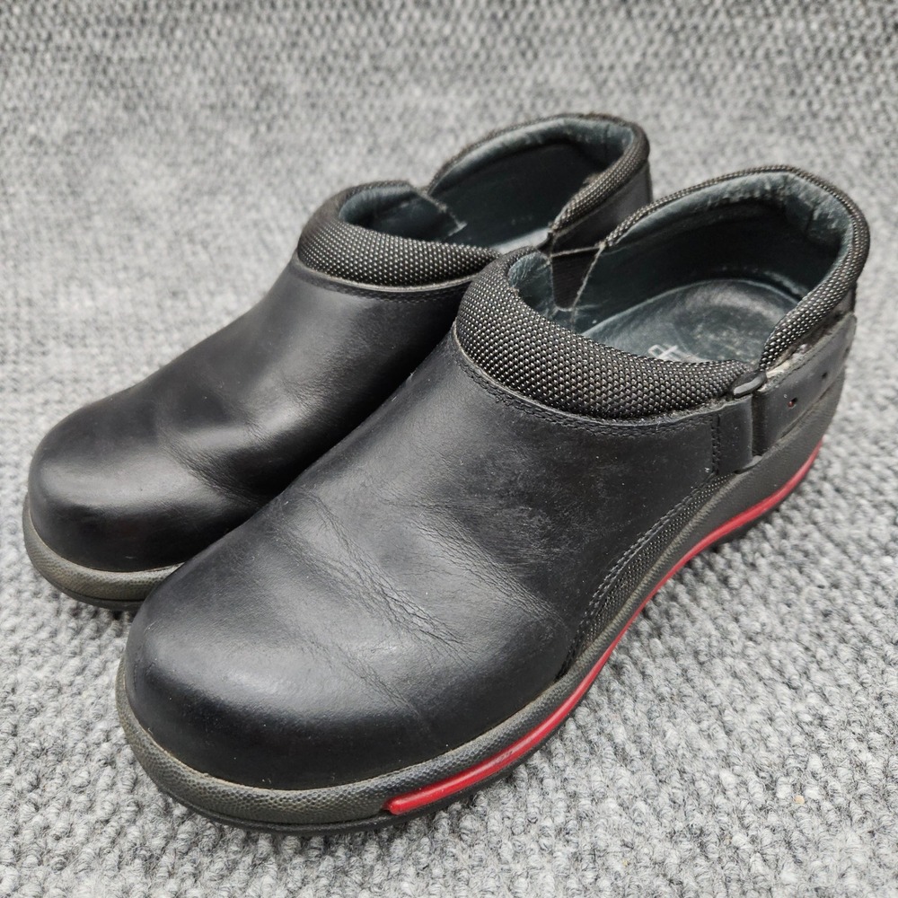 Dansko Women's 37 Black Leather Slip On Clogs Nursing Work Shoes Ankle Strap